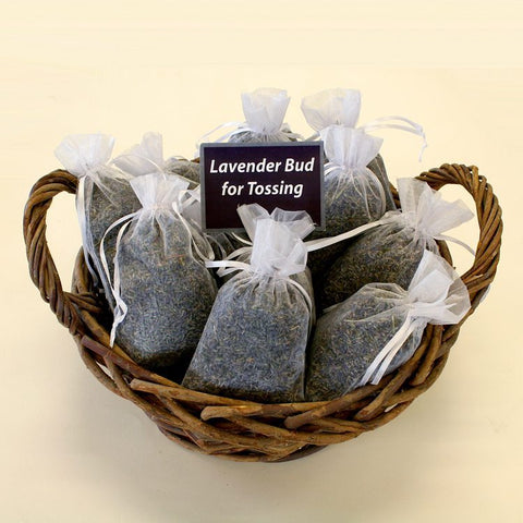 Lavender Sachets - Creekside Farms Lavender bud fills white sheer sachet bags 4x6" set of 6/12/24