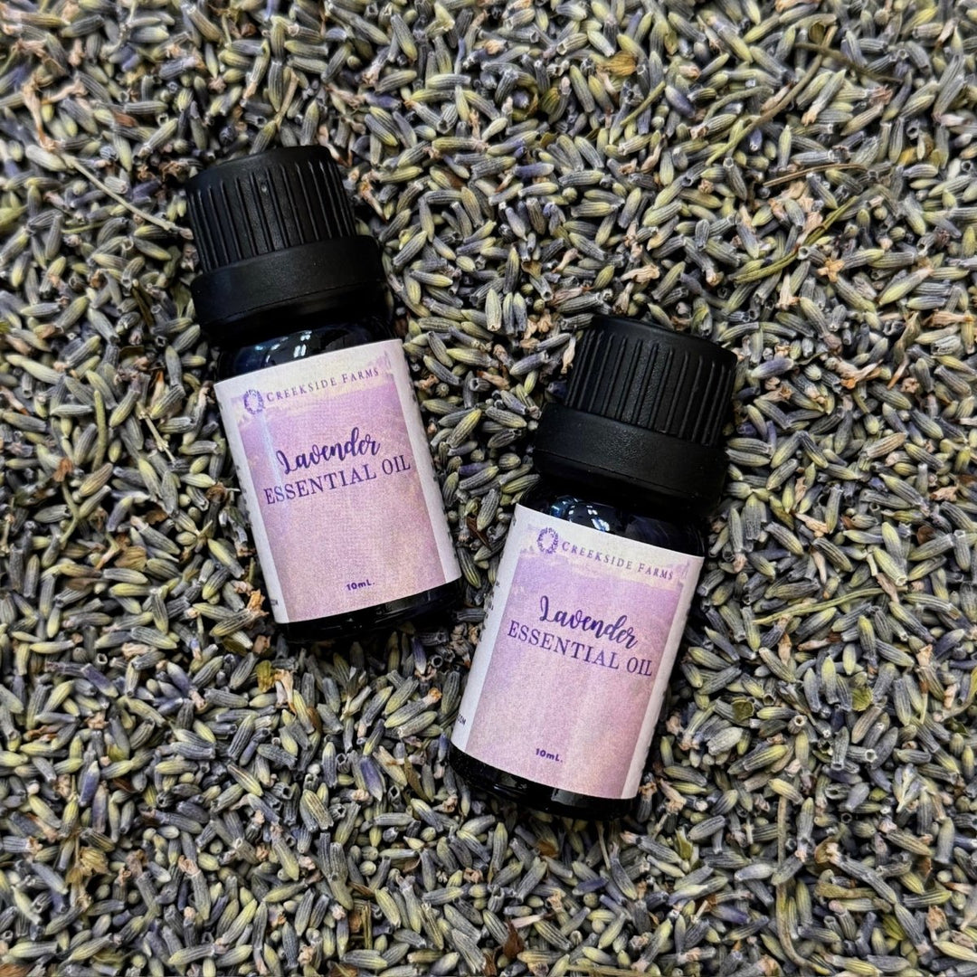 Lavender Essential Oil - Creekside Farms Relax and destress with pure lavender essential oil in 10 ml or 2 oz