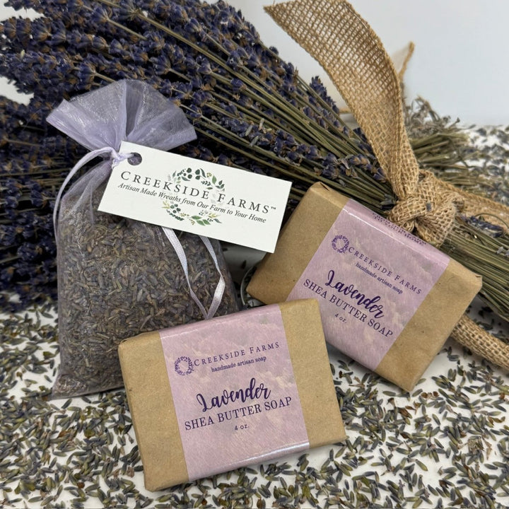 Lavender Shea Butter Soap Set - Creekside Farms Lavender Soap handcrafted with our own lavender bud and essential oil Set of 2, 4oz bars