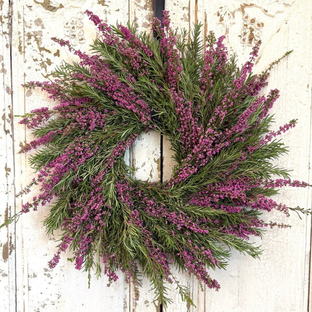 Provençal Heather Wreath - Creekside Farms For a limited time, enjoy fresh heather and fresh & fragrant rosemary and dried lavender wreath 16"
