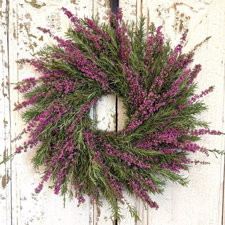 Provençal Heather Wreath - Creekside Farms For a limited time, enjoy fresh heather and fresh & fragrant rosemary and dried lavender wreath 16"