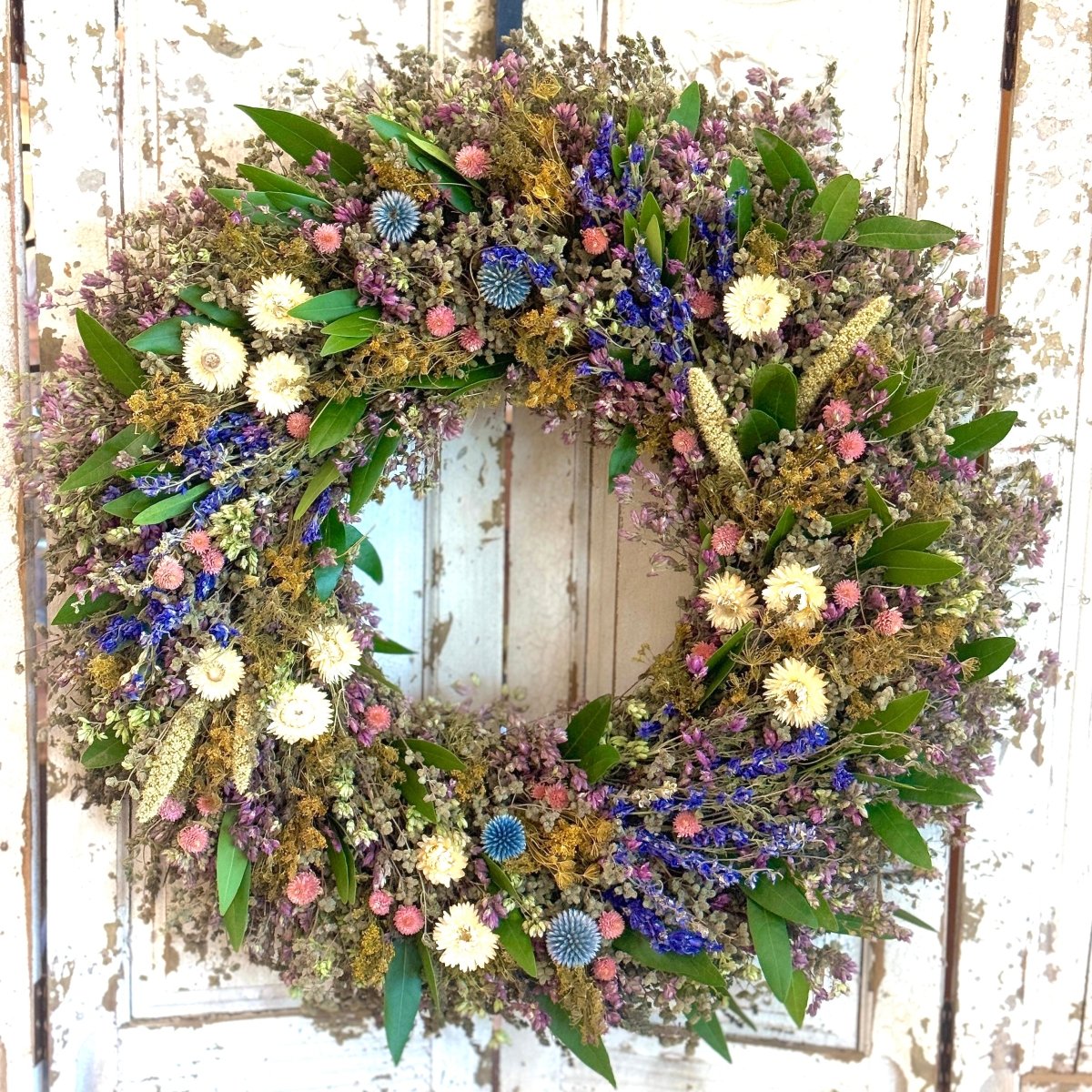 Spring Fling Wreath Natural Flowers Herbs Handmade by Creekside Farms