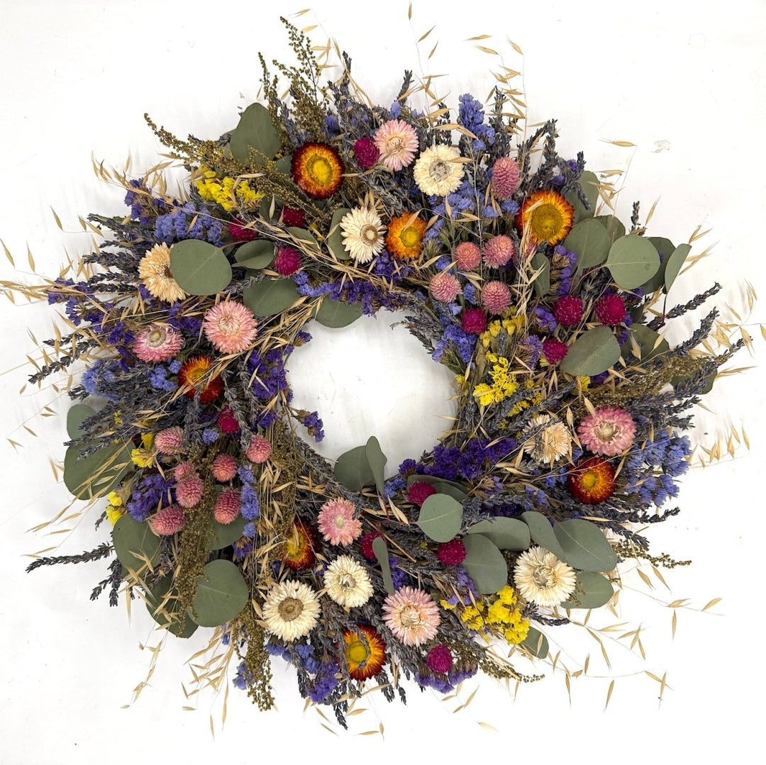 Summer Blooms Wreath - Creekside Farms A beautiful combination of vibrant summer flowers make this colorful wreath 20"