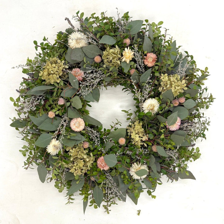 Sweet Mother's Day Wreath - Creekside Farms Sweet combination of fresh greenery and soft pastels wreath 20"