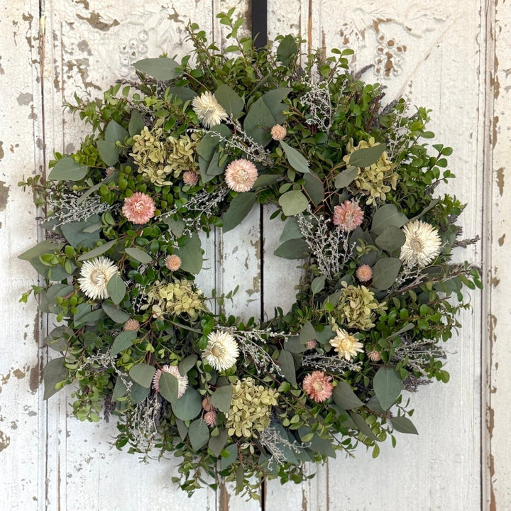 Sweet Mother's Day Wreath - Creekside Farms Sweet combination of fresh greenery and soft pastels wreath 20"