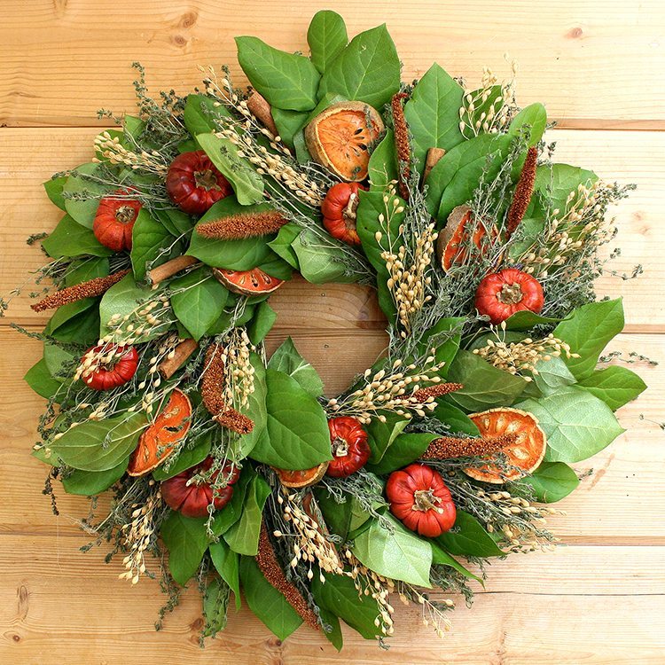 Celebrate Fall Wreath - Creekside Farms Celebrate the fall season with this vibrant harvest wreath 18"/22"