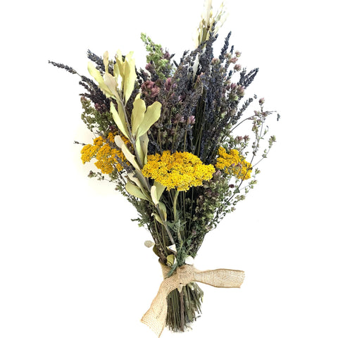 Dried Flowers Bouquet - Creekside Farms Gorgeous bouquet of lavender, oregano, integrafolia and yarrow 22" tall
