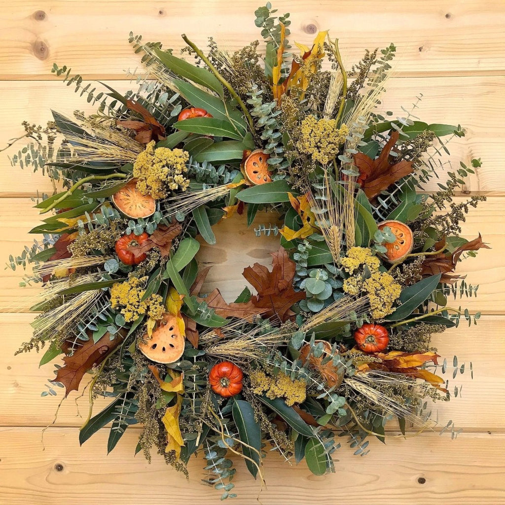 Essential Wreath Subscription - Creekside Farms Handmade with combinations of fresh eucalyptus and dried herbs wreaths for each season 16"/16"/20"/20"