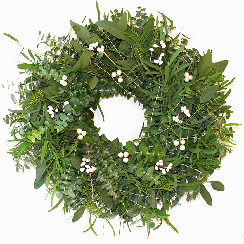Eucalyptus & White Berry Wreath 18" (set of 3) - Creekside Farms