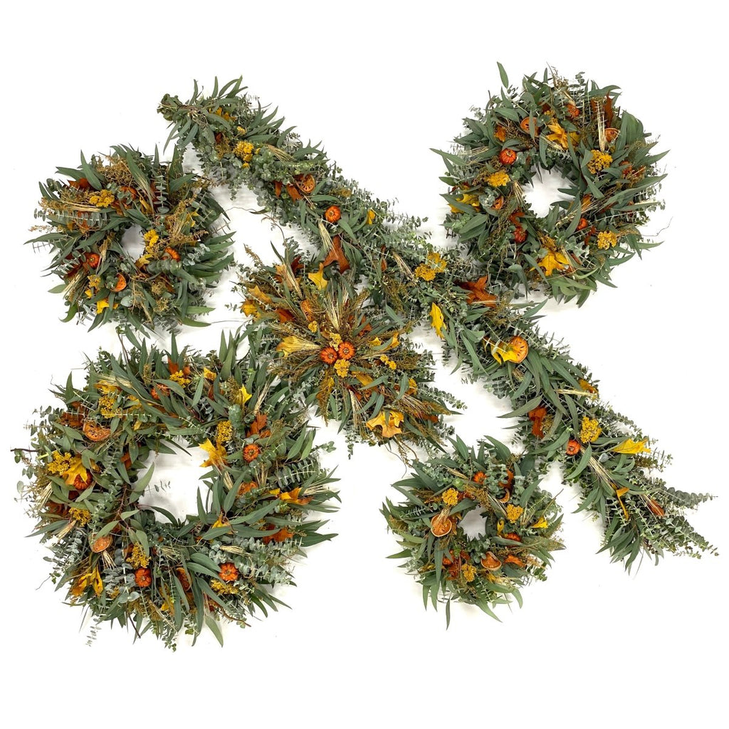 Fresh & Fragrant Centerpiece - Creekside Farms Lovely mix of eucalyptus, bay, annie, peppers, quince, leaves, & willow centerpiece 23"X10"