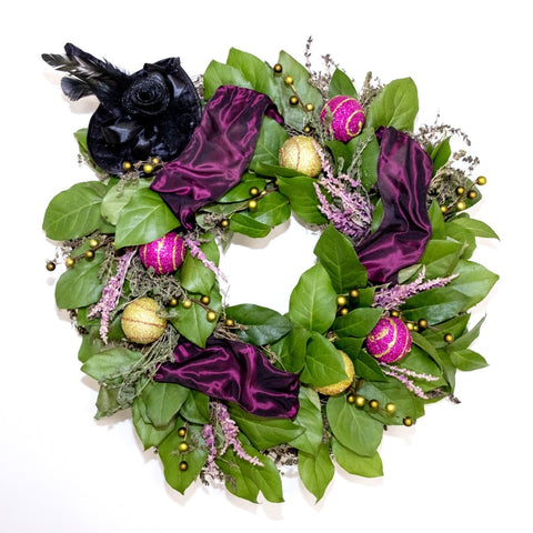 Halloween Witches Brew Wreath - Creekside Farms Festive Halloween wreath with herbs, salal and faux accents 19""