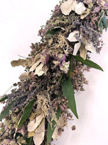 Lacy Oregano Garland - Creekside Farms Beautiful mix of dried herbs and flowers including lavender and oregano blooms garland 6'