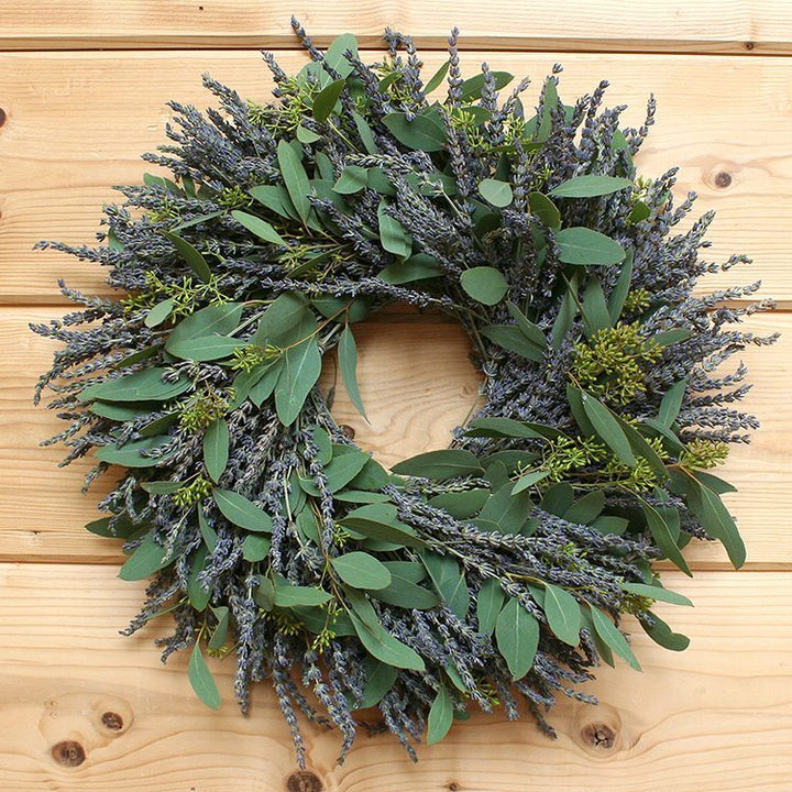 Lavender and Seeded Eucalyptus Wreath - Creekside Farms Fragrant dried lavender and fresh eucalyptus 20" Wreath