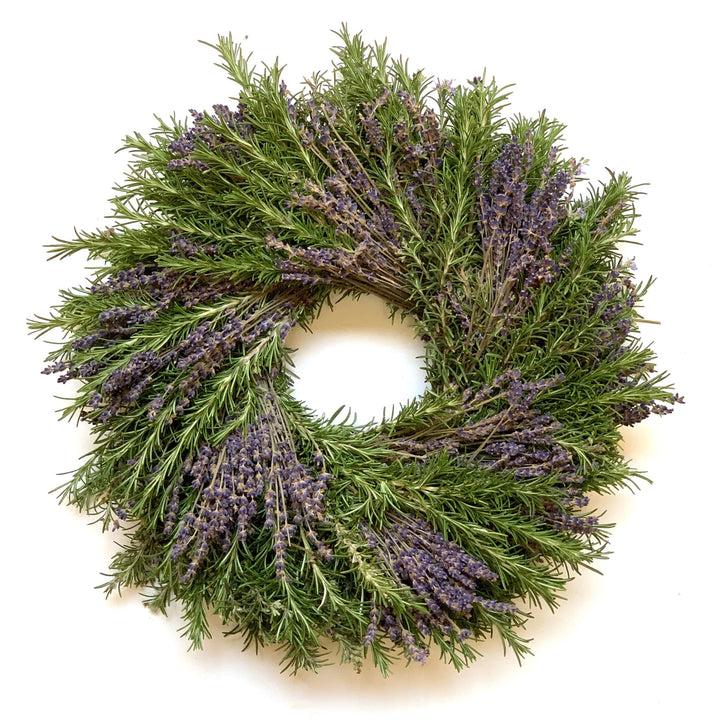 Rosemary and Lavender Wreath - Creekside Farms Handmade with fresh rosemary and dried lavender fragrant wreath 16"