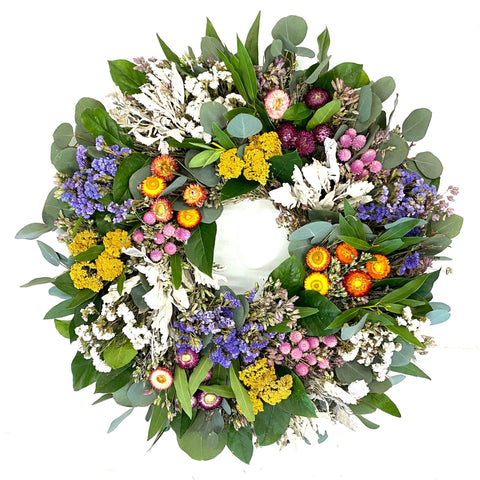Special Edition Floral Wreath - Creekside Farms Handmade with fresh greenery and dried flowers and herbs wreath 22"/26"