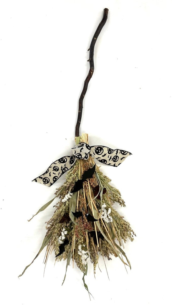 Spooky Witches Broom - Creekside Farms A spooky combination of natural and faux elements make this eerie Spooky Witches Broom 3'x12"