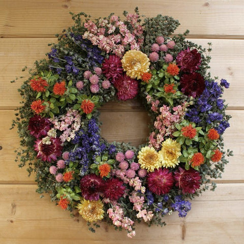 Summer's Harvest Wreath - Creekside Farms A splendid combination of herbs and bright flowers make this cheerful wreath 18" & 22"
