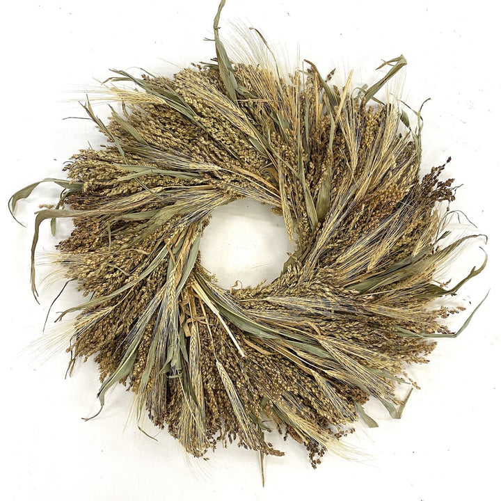 Wheat and Grains Wreath - Creekside Farms Natural grasses and grains make this soothing wreath 22"