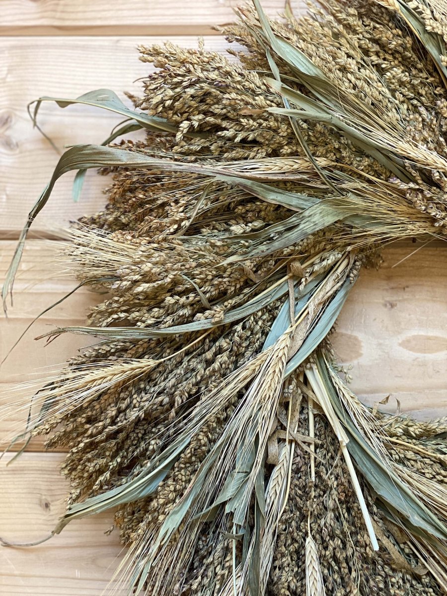 Wheat and Grains Wreath - Creekside Farms Natural grasses and grains make this soothing wreath 22"